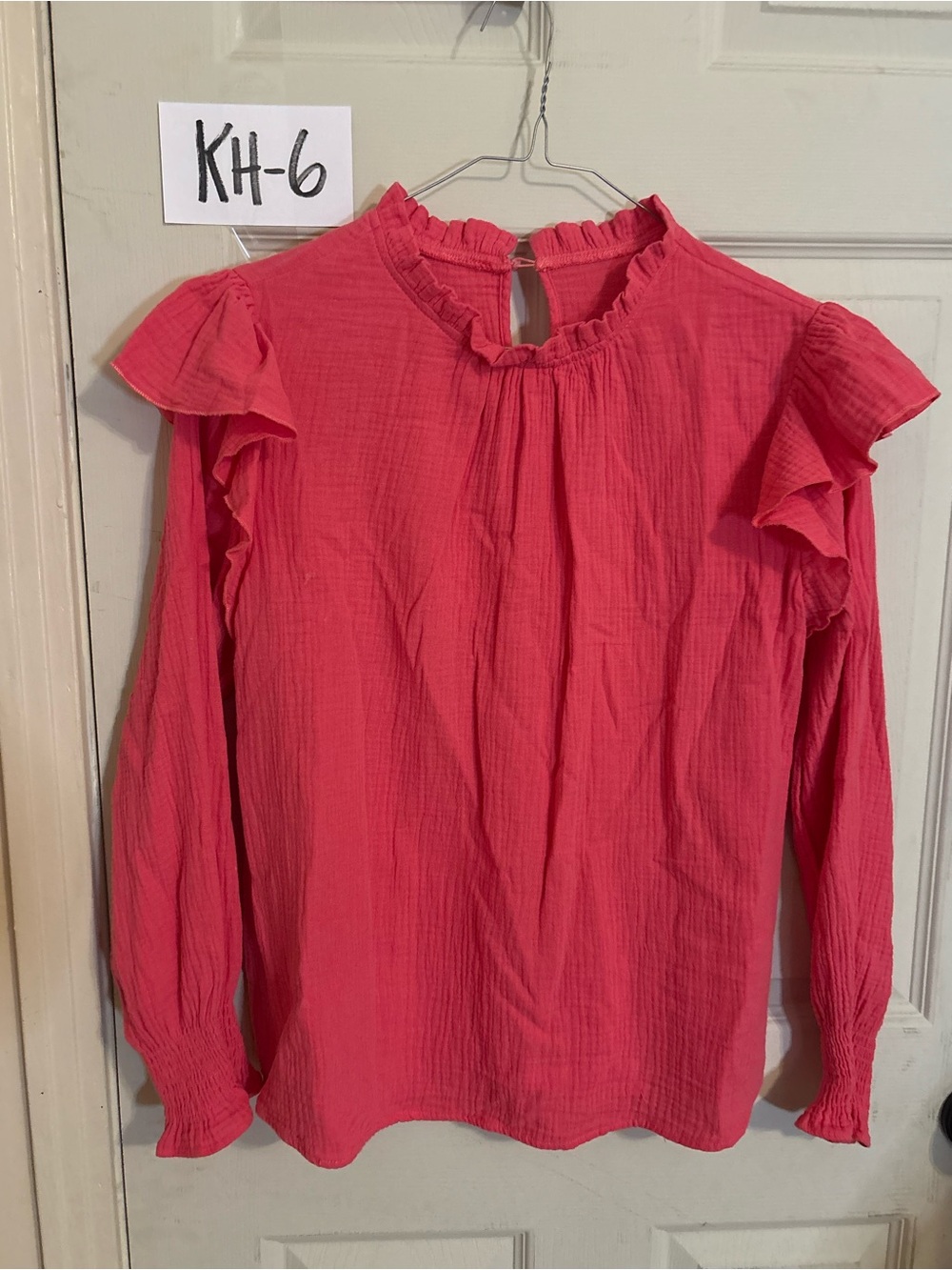 Women's Ruffled Long-Sleeve Top - Pink